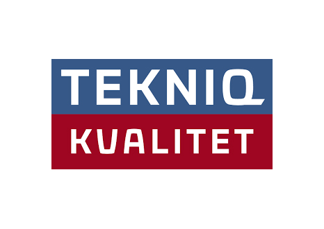 Tekniq kvalitetsmærke med logo og tekst som dokumenterer at LH Elteknik lever op til branchens standarder og krav til autoriseret elarbejde.